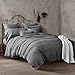 Doffapd Duvet Cover Queen, Washed Cotton Duvet Cover Set - 3 Piece (Queen, Dark Gray)