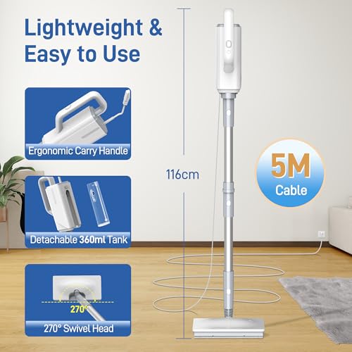 Ariceck FV07 Multifunctional Steam Mop | 6-in-1 Deep Cleaning System | 15 Second Heating | Removes 99.9% of Bacteria and Mites | Suitable for Hardwood and Tile Floors | Heating in 15s | Removes 99.9% of Bacteria and Mites | Suitable for Hardwood and Tile Floors