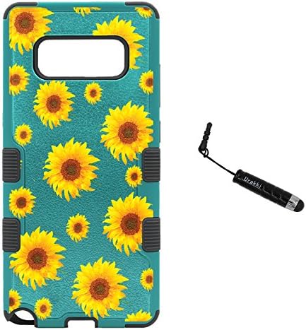 Galaxy Note 8 Hybrid Case, TEAL BLACK 3in1 Shield Shock Absorbtion Rugged Heavy Duty Armor Tuff Case by Urakki for Galaxy Note 8 8th Gen (2017) [Yellow Daisy] Case