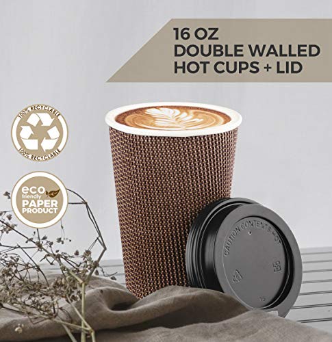 The HARVEST PACK 16 oz Insulated Ripple Double-Walled Paper Cup with Lid is a popular choice for coffee shops and cafes looking for an environmentally-friendly alternative to traditional single-use cups. 
