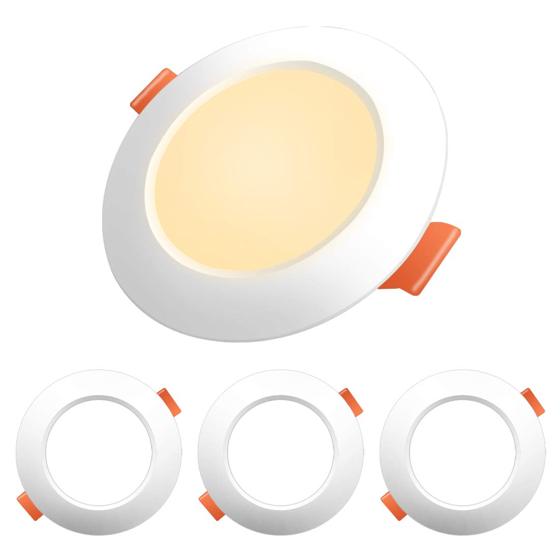 Jayool LED recessed Ceiling Lights, 8W Round Downlights Ceiling Mounting Lamps, 800lm Warm White, 2700K, Non- Dimmable, 4 Pack