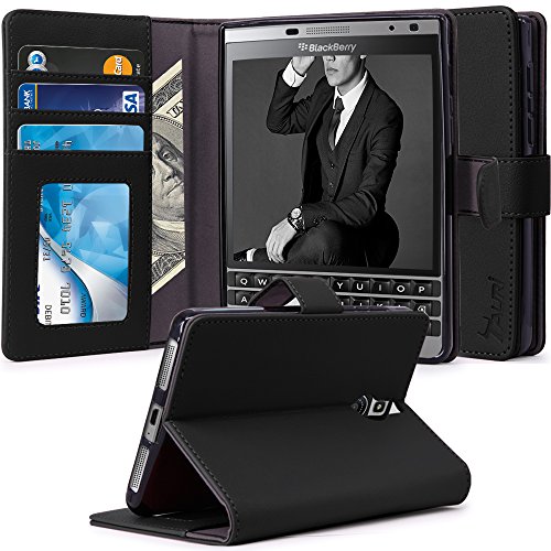 BlackBerry Passport Silver Edition Case, Tauri [Stand Feature] Wallet Leather Case with Stand, ID & Credit Card Pockets Flip Cover For BlackBerry Passport Silver Edition - Black