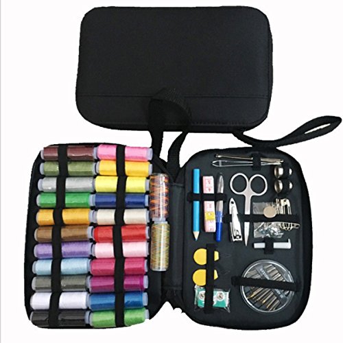 HAPYLY Sewing Kit with 24 Spools of Thread ï¼Œ34 Kinds of Sewing Tool Accessories Mini Travel Sewing Kit for Beginners, Emergency, Home Quilting Stitching Hand Sewing 21.3x14.3x3.8cm