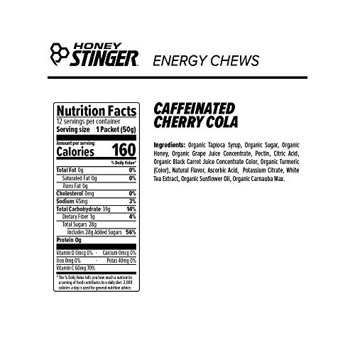 Honey Stinger Energy Chews, Cherry Cola, Naturally Caffeinated, Sports