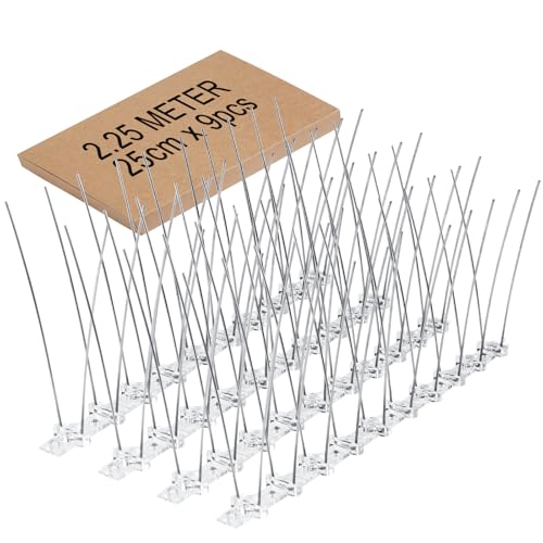 Anti-Pigeon Spikes 2.25 Metres Spikes for Pigeons, Anti Birds, 9 Pieces Bird Scares Balcony Spikes Anti Cats for Roofs, Gardens, Private Barriers, Terrace and Windows