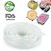 Silicone Stretch Lids , Reusable Durable Bowl Covers BPA Free FDA Approved for Keeping Food Fresh Dishwasher Oven Microwave Freezer Safe, 6-Pack of Various Sizes (White)