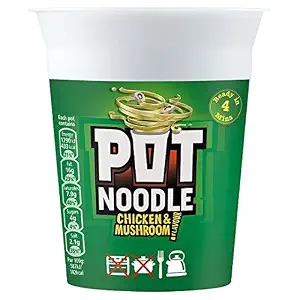 Pot Noodle Chicken & Mushroom Flavour - 90g - Pack of 4 (90g x 4) by Pot