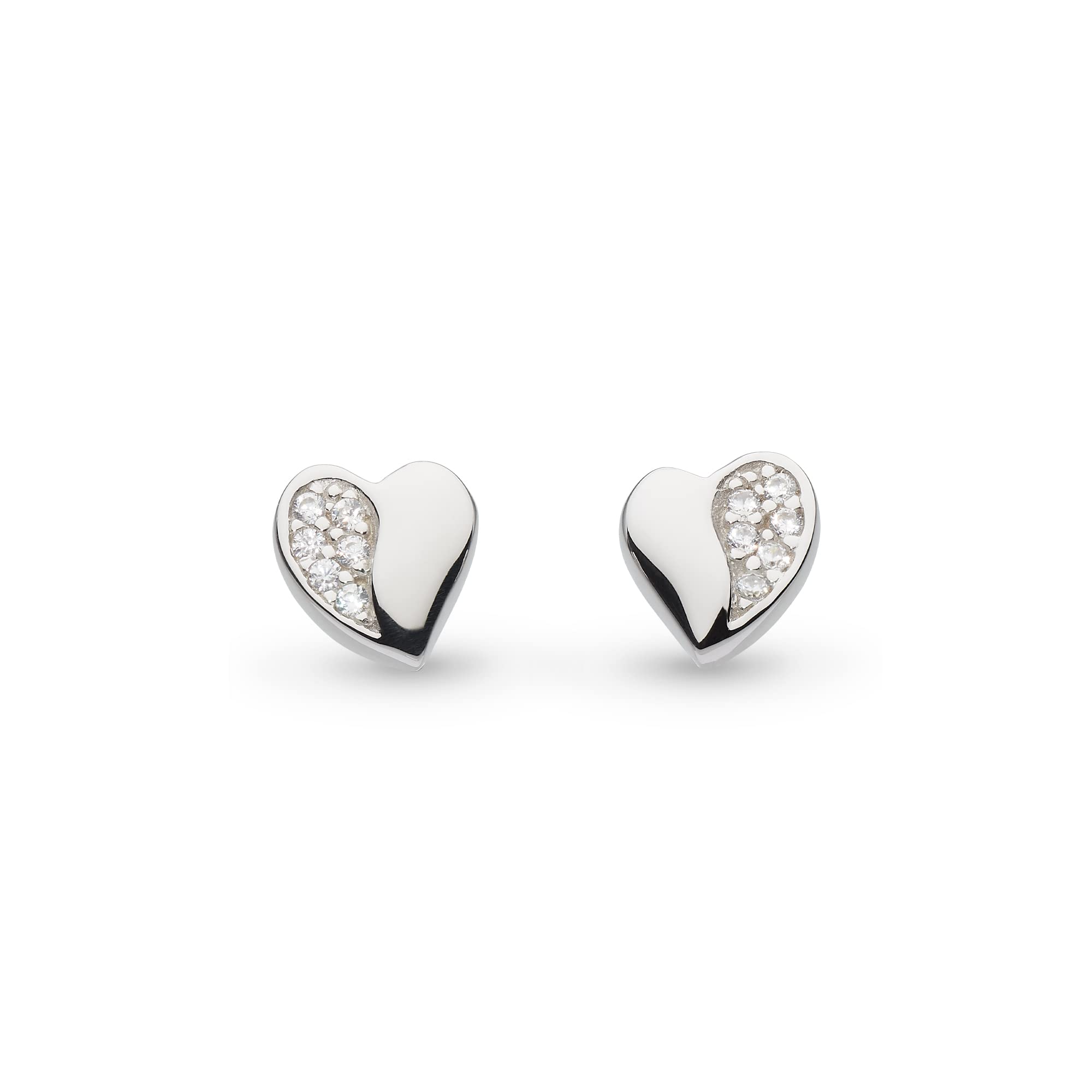 Kit Heath Miniatures Sweet Heart Pavé Stud Earrings - Sterling Silver with Pavé Detailing, Delicate Heart Design, Perfect for Adding a Touch of Sparkle to Your Look
