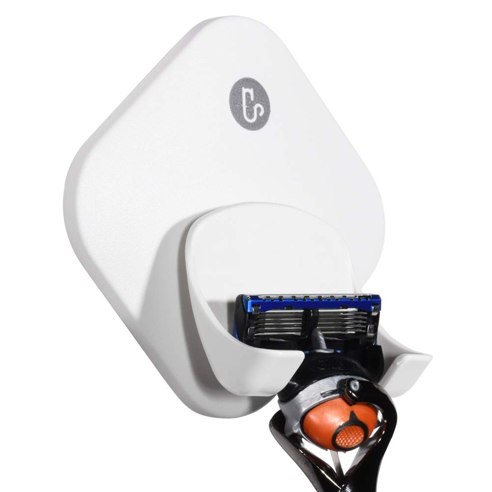 Razor Holder for Shower Wall, Shower Hook for Razor, Self Adhesive Razor Holder Hanger Stronger than Suction Cup Razor Holder, Rigid Plastic Shower Razor Holder for Men and Women, 2 Pack