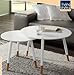 eHemco Euro End Coffee Table Side Table, White, 2 Piece Set