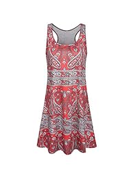 Vestido de playa para mujer con estampado floral, sin mangas, casual, con bolsillos