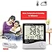 Indoor Outdoor Digital Humidity Temperature Thermometer Sensor with Time,Date and Alarm,LCD Display for Humidors, Greenhouse, Garden, Cellar, Fridge, Closet(White)