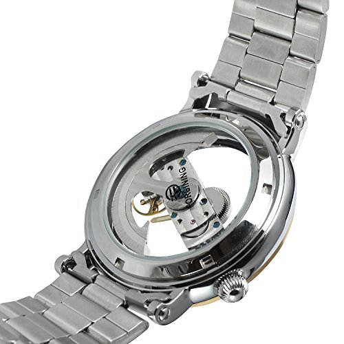 Forsining Reloj de pulsera de acero inoxidable con esfera analógica y movimiento automático para hombre. - Imagen 4