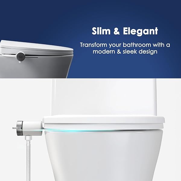 INUS DUAL NOZZLE BIDET ATTACHMENT FOR EXISTING TOILETS SEAT,SLIM NON-ELECTRIC BIDET TOILET SEAT ATTACHMENT WITH EASY-TO-HOLD DESIGN CONTROL-STAINLESS STEEL COLOR