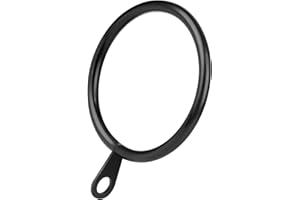 Manysky Curtain Rings with Flat Eyelets, 48 Pack Metal Drapery Rings Curtain Hanging Rings for Pinch Pleat Curtains Panels, 1.5 Inch I D, Drape Rings Fits Up to 1.2 in Curtains Rod, Black