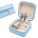 LELADY Small Jewelry Box Portable Travel Jewelry Case Organizer Faux Leather Storage Holder for Earrings Rings Necklaces, Gifts for Women Girls Mini Size (Sky Blue)