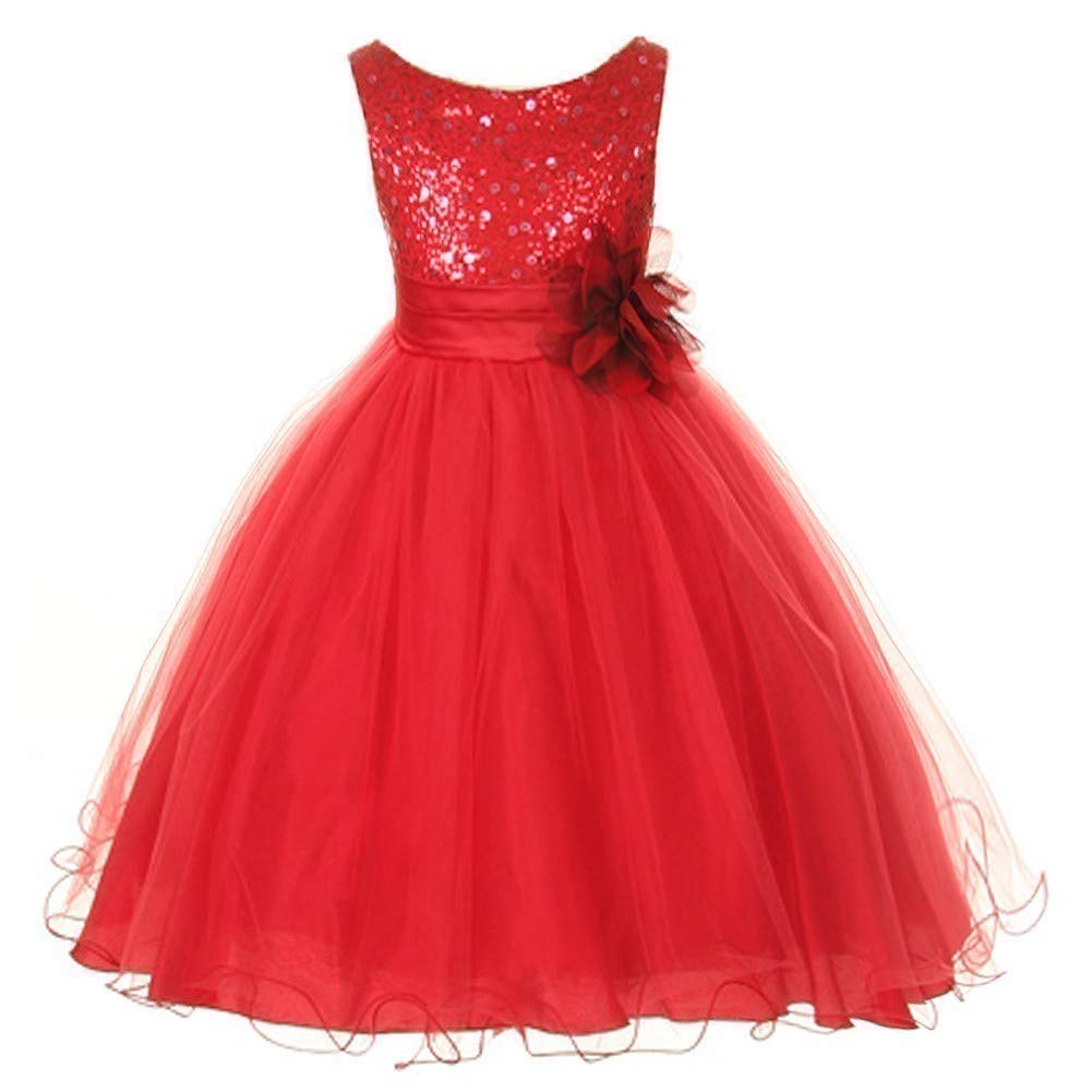 girls red sequin dress