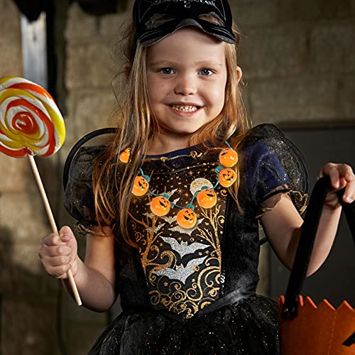 FUTUREPLUSX Pumpkin Light-up Necklace, 2 PCS Halloween Pumpkin Necklace Flashing Light Up Pumpkin Halloween Necklace