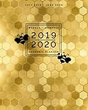 July 2019 - June 2020 | Weekly + Monthly Academic Planner: Golden Honeycombs Faux Foil Cover | Busy Bee Calendar Agenda + Organizer with Inspiring Quotes (8x10