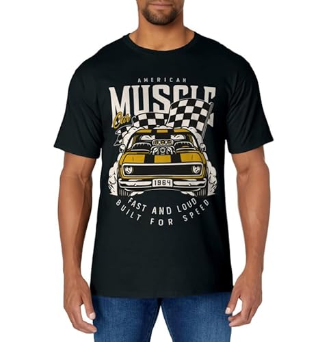 Vintage American Muscle Car Racing Flag T-Shirt in Kuwait Whizz - Main Image