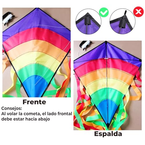 AESTEMON Kites for Kids & Adults - Kite Kids Diamond Eddy Rainbow Easy to Fly, Kites and Flying Toys Outdoor Beach Games for Kids and Adults Beginners