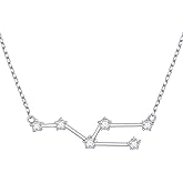 925 Sterling Silver CZ Astrology 12 Constellation Horoscope Sign Astrology Zodiac Star Necklace Birthday Jewelry for Women,18-20 inch