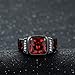 Huanhuan Men's Emerald Cut Ruby Garnet CZ Black Gold Filled Vintage Wedding Rings Size 7 to 13