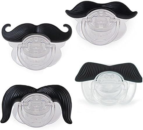Gentleman, Cowboy, and Ladies Man Mustache Pacifiers Free Helps Alleviate Dental Growth The Perfect Baby Shower Gift (Black & Brown) (black)