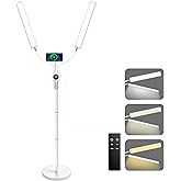 BeeMingle Dual Arms Lash Light, Dimmable 3 Color Tattoo Ring Light with Phone Holder, 30W Professional LED Esthetician Floor Lamp for Selfie Makeup Video Photography Live Streaming(White)