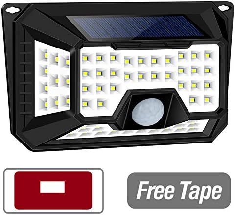 New Upgraded Solar Lights Outdoor, Wireless 66LED Lights of 4 Sides with Wide Lighting Area,Super Bright,Waterproof Security Lights for Front Door, Garden, Patio,Yard (1 Pack)