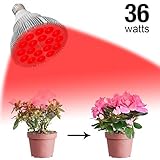 FAMURS 36W LED Grow Light Bulb with Deep Red 660nm Grow Lamp for Indoor Plants Flowering, Bloom