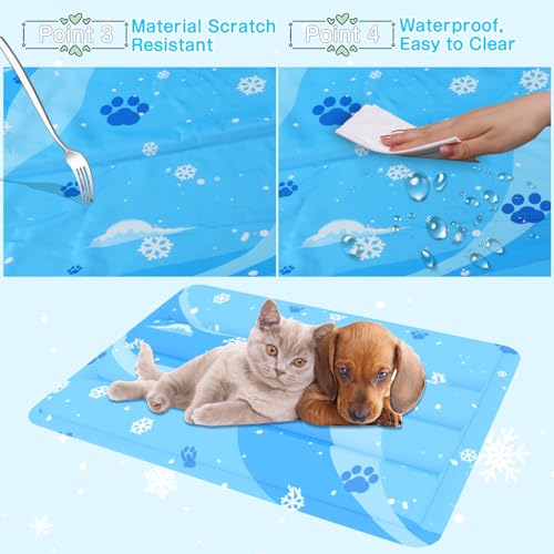 Aisuowa Cooling Mat for Dogs and Cats, Large Cooling Mat with Non-Toxic Gel, Durable and Anti-Scratch