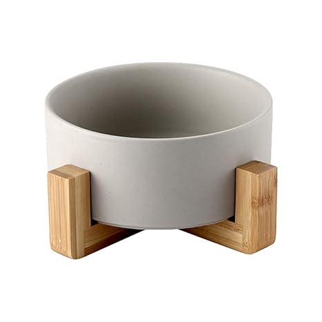 HEI SHOP Keramik-Hundenäpfe Für Futter Und Wasser, 850Ml Haustier-Futterschüssel Tragbarer Matte-Keramik-Bambusrahmen Katzenn