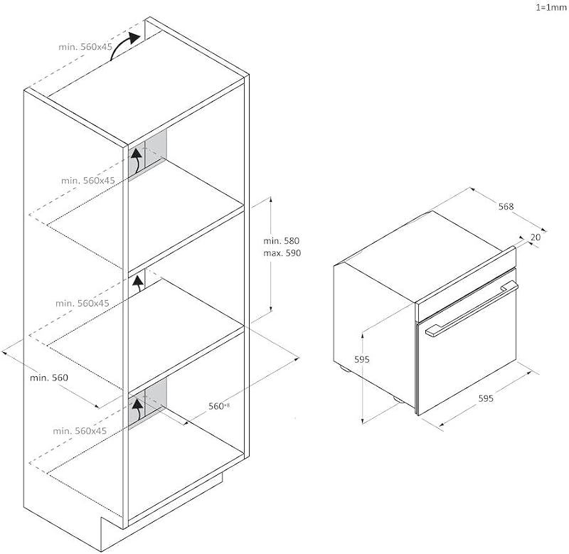 Série ID 2 H6 ID2P3T1HTB - Forno multifunção, hidrolítico, capacidade de 78L, 1 prateleira e 1 tabuleiro, 9 funções, ecrã com LED branco, guia telescópica, 2 vidros na porta, preto