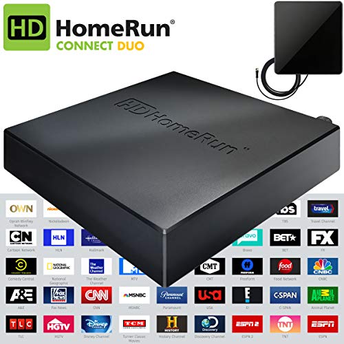 SiliconDust HDHomeRun Connect Duo 2 (HDHR5-2US) Bonus Includes Indoor Flat 4K HDTV Multi-Directional Antenna