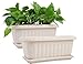 Mkono 2 Pack Rectangular Planter Window Box 15 Inches Plastic Garden Pot with Saucers, Beige