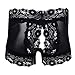 YiZYiF Sexy Men's Underwear Open Front Crotchless Lace Boxer Briefs (X-Large(Waistline 28.0-40.0