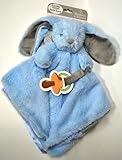 Nunu Blankets & Beyond Blue Plush Bunny Security Blanket Pacifier Holder 15
