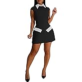 Yuopeid Women's Mock Neck Cap Sleeve Bodycon A Line Short Dress Cocktail Club Party Elegant Formal Mini Dresses