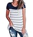 Imily Bela Women's Short Sleeve Colorblock Lace Patch Pocket T Shirt Tees