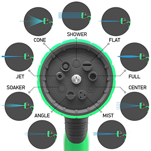 [NEW 2018] Expandable Garden Hose 50Ft Extra Strong – Brass Connectors w/Protectors 100% No-Rust & Leak, 9-Way Spray Nozzle - Best Water Hose for Pocket Use - 100% Flexible Expanding up to 50 ft - Thumbnail 4