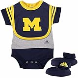 Michigan Wolverines 3pc Creeper Bib Booties Set Gray