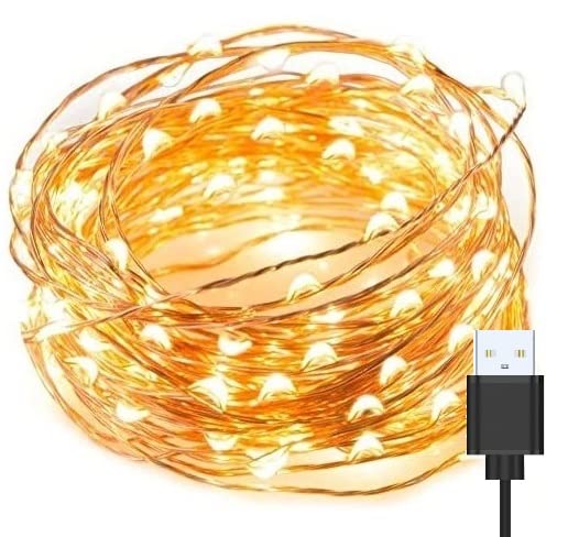 USB Powered Fairy LED Lights Indoor Decorative String Lights Waterproof Copper Wire Firefly Lights for Jars, Christmas Tree Decoration, Birthday Party and More Warm White (5M/16Ft. 50 LEDs) — image 1