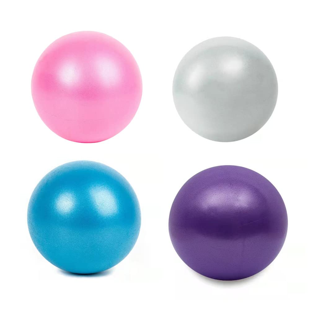 Naisfei 4 Pcs Exercise Ball, 25 cm Soft Yoga Ball, Baby Soft Non-Slip Gymnastics Ball with Pump, Fitness Ball, Small for Yoga, Stretching and Core Fitness