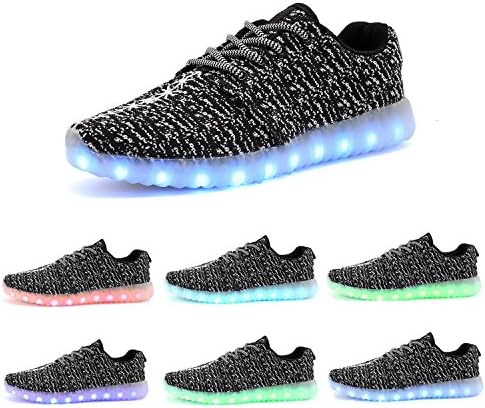 WAWEN Adult Light Up Shoes 11 model Flashing USB Recharging Sneakers for Men and Women Black 8.5 B(M) US Women/6 D(M) US Men