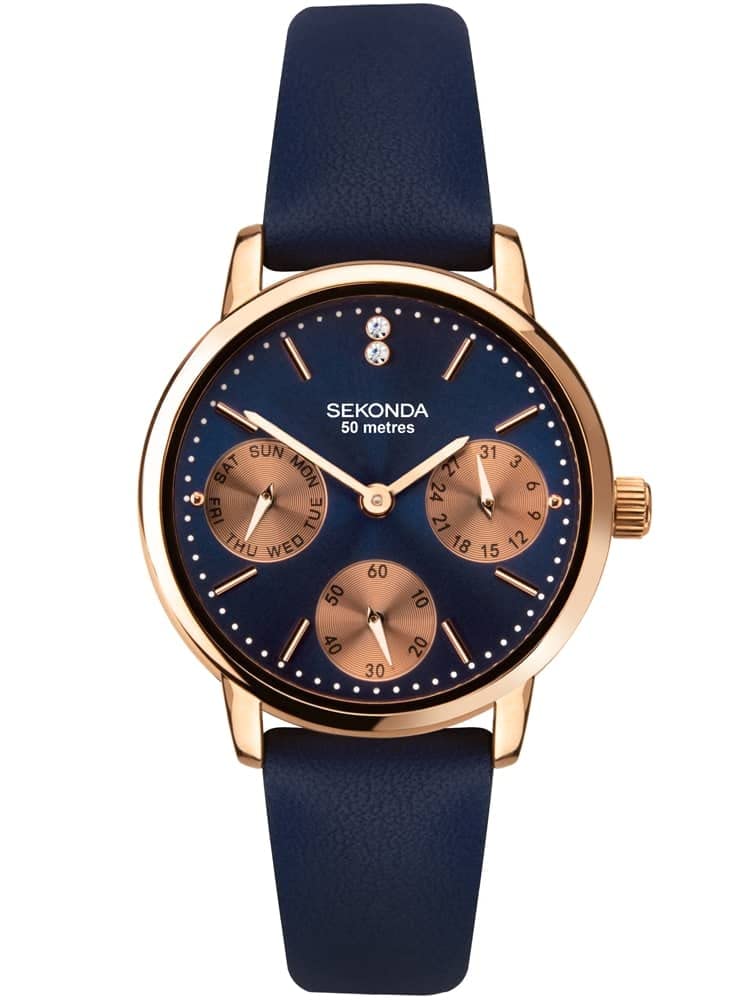 Sekonda Women's Analogue Quartz Watch with Blue Dial PU Leather Strap 40304