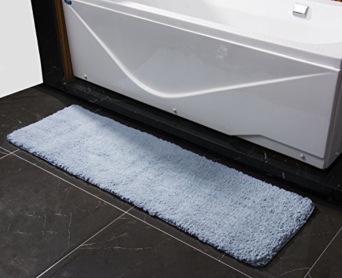 Soft Microfiber Non-slip Antibacterial Rubber Luxury Bath Mat Rug 20"X63" Silver Grey