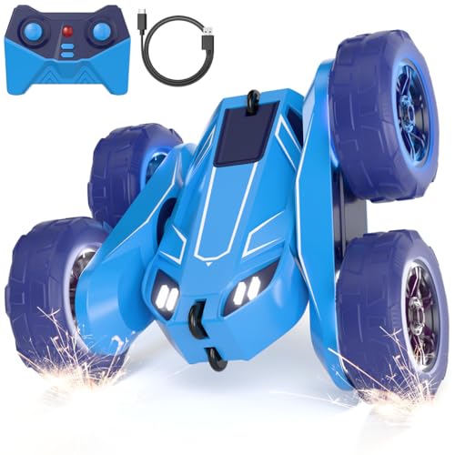 MaxTronic Exclusive Double Direct Charging Remote Control Car with Adjustable LED 360° Stunt 15km/h Off-Road RC Toy Party Gift for 3-12 Years Boy Girl