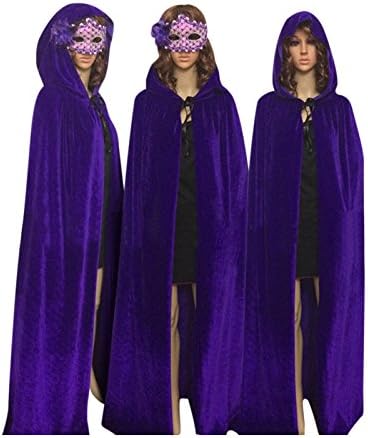 ECITYECITY Unisex Adult Costume Velvet Hooded Cloak Role Play Halloween Xmas Party Cape (Purple, Medium)