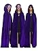 ECITY Unisex adult Costume Velvet Hooded Cloak Role Play Halloween Xmas Party Cape (Medium (51.2 inch), Purple)
